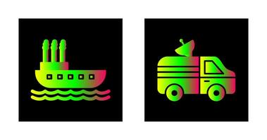 Steamboat and News Van Icon vector