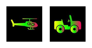 helicóptero y safari icono vector