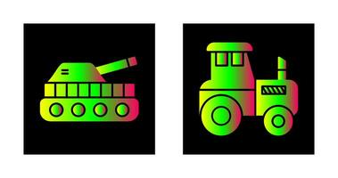 tanque y tractor icono vector