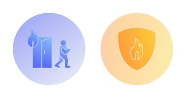 running from fire and fire shield  Icon vector