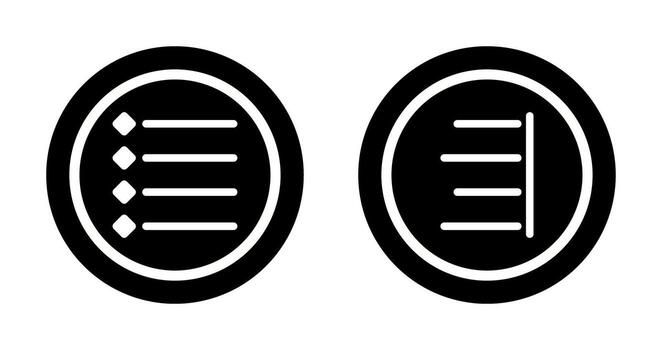 con viñetas lista y Derecha alinear icono vector