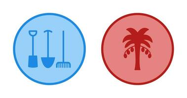 Gardening Tools and Palm tree Icon vector