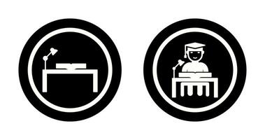 study desk and studying on desk  Icon vector