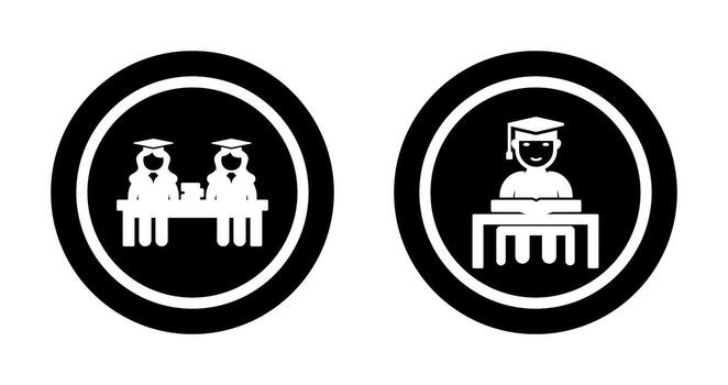 Combined Study and Studying on Desk Icon vector