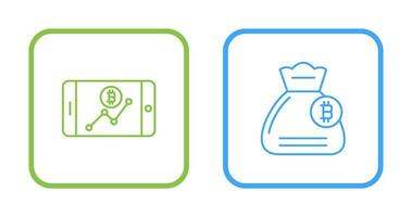 Line Chart and Money Bag Icon vector