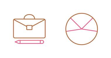 briefcase and pie chart analysis Icon vector