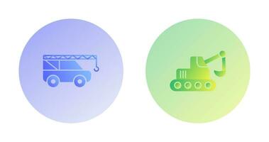 Crane and Escavator Icon vector