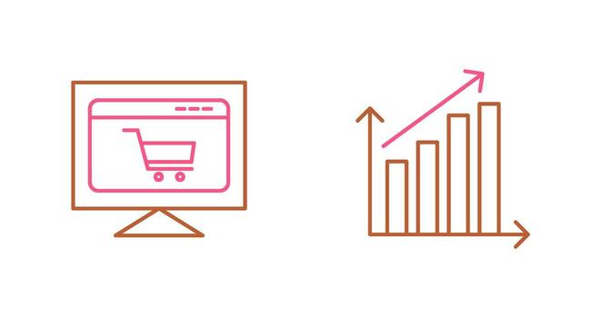 ecommerce website and rising statistics Icon vector
