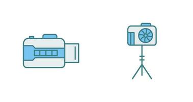 open camera and camera stand  Icon vector