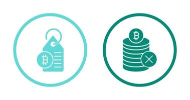 no aceptado y bitcoin etiqueta etiqueta icono vector