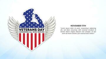 Veterans day background with a flag veteran silhouette with wings photo