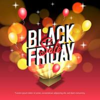 Square Black Friday Banner with an opened box with light photo