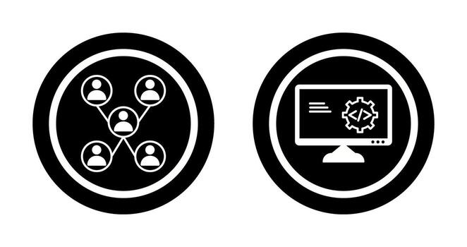 Company Network and Code Optimization Icon vector
