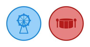 Ferris Wheel and Drum Icon vector