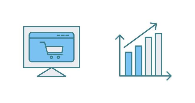 ecommerce website and rising statistics Icon vector