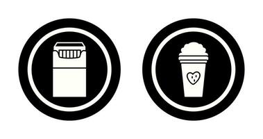 packet of cigarettes and stawberry milkshake Icon vector