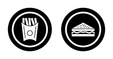 french fries and sandwich  Icon vector