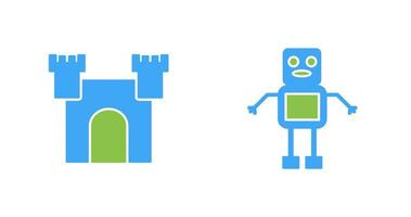 castillo y robot icono vector