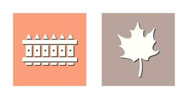 Fence wood and Autumn Leat Icon vector