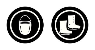 water bucket and boots Icon vector