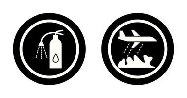 using extinguisher and firefighter plane  Icon vector