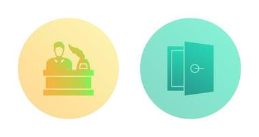 magistrado y puerta icono vector