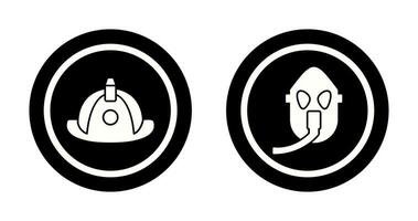 firefighter hat and Oxygen mask Icon vector