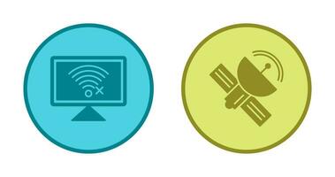 Disconnected Network and Satellite Icon vector