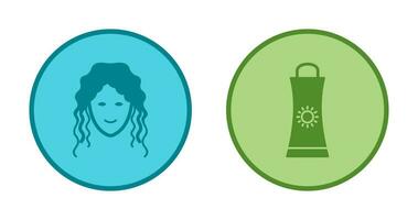 Sunblock Cream and Hair Curly Icon vector