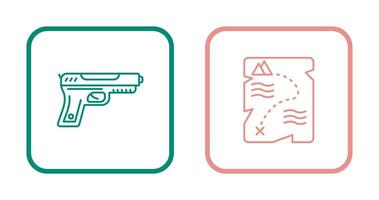 pistola y tesoro icono vector