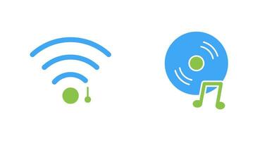 wifi sign and music cd  Icon vector