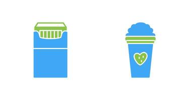 packet of cigarettes and stawberry milkshake Icon vector