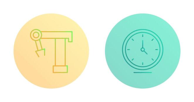 Robotic Arm and Clock Icon vector