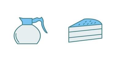 cake slice and coffee pot  Icon vector