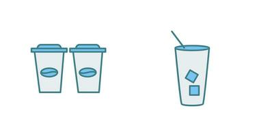 two coffees and Iced Coffee Icon vector