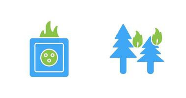 fire in forest and fire in socket Icon vector