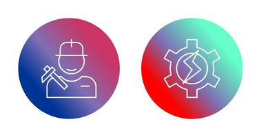 Worker and Setting Icon vector