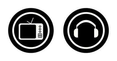 televisión conjunto y auriculares icono vector