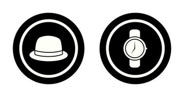 Hat and Watch Icon vector