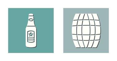 Beer Bottle and Barrel Icon vector