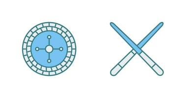 roulette and Pool cue  Icon vector