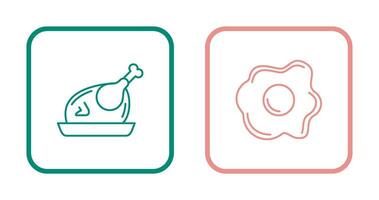 Chicken leg and Fried egg Icon vector