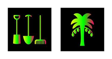 Gardening Tools and Palm tree Icon vector