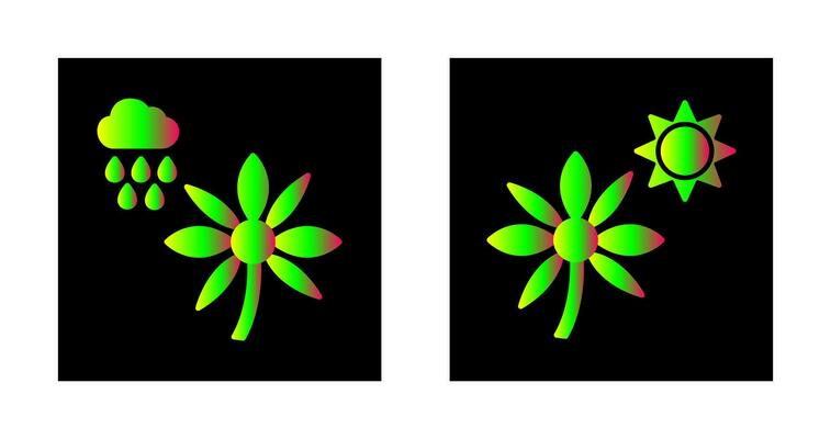 Flower with rain and Flower  Icon