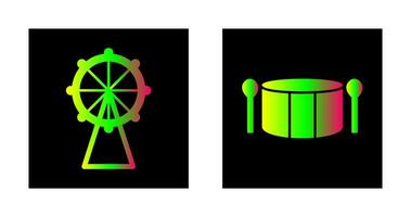 Ferris Wheel and Drum Icon vector