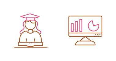Female Student and Analytics  Icon vector