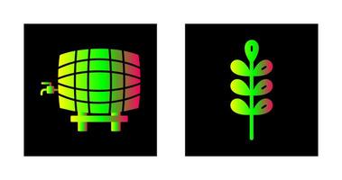 Barrel with Tap and Barley Icon vector