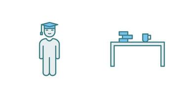 student standing and studying desk Icon vector