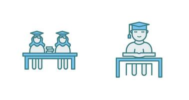 Combined Study and Studying on Desk Icon vector