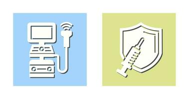 Ultrasound Machine and Vaccination Icon vector